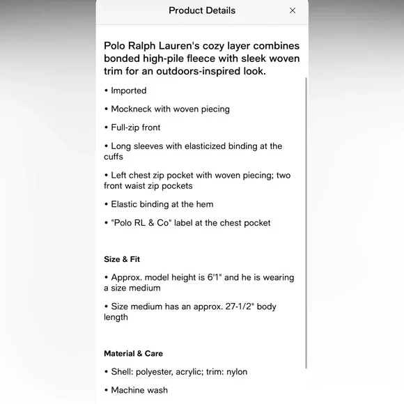 Polo Ralph Lauren Blue Sherpa Fleece Jacket with Navy Pocket - Picture 13 of 13